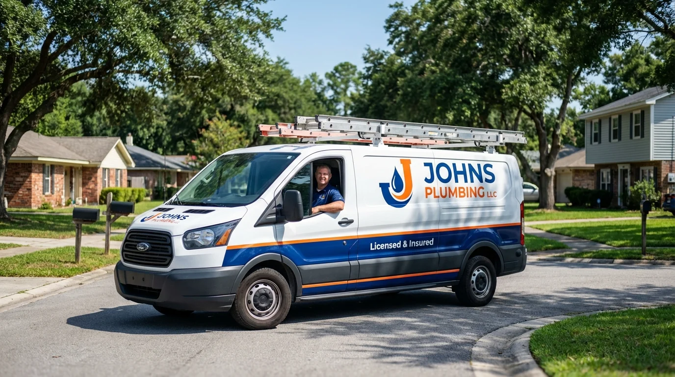 Johns Plumbing LLC service van in Highland Park, MI