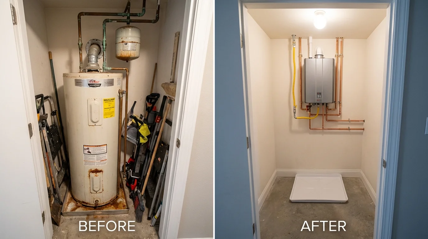 Tank water heater versus wall-mounted tankless unit comparison for Highland Park, MI homeowners